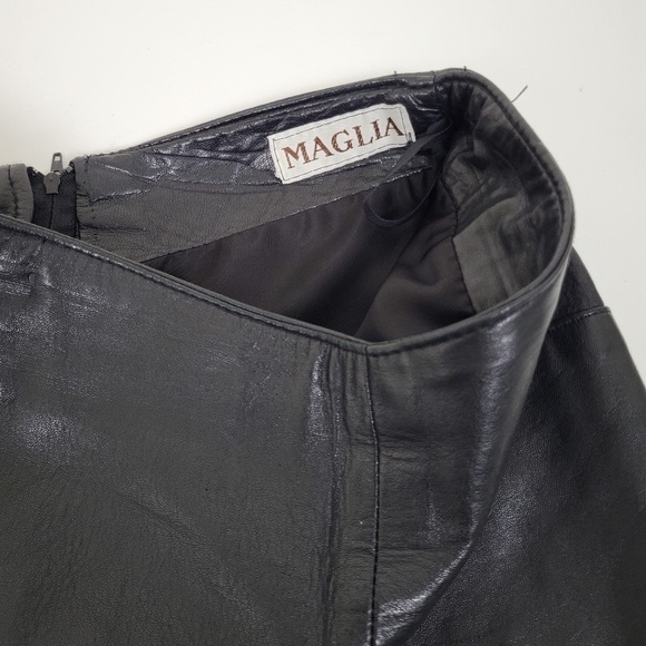 90’s Leather Pencil Skirt knee length mini midi high rise lined - Picture 2 of 11